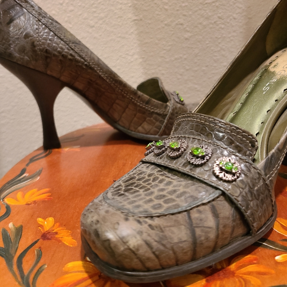 Green Rhinestone Heels